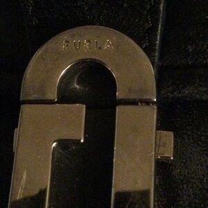 Furla Black Leather Bag with Silver Hardware